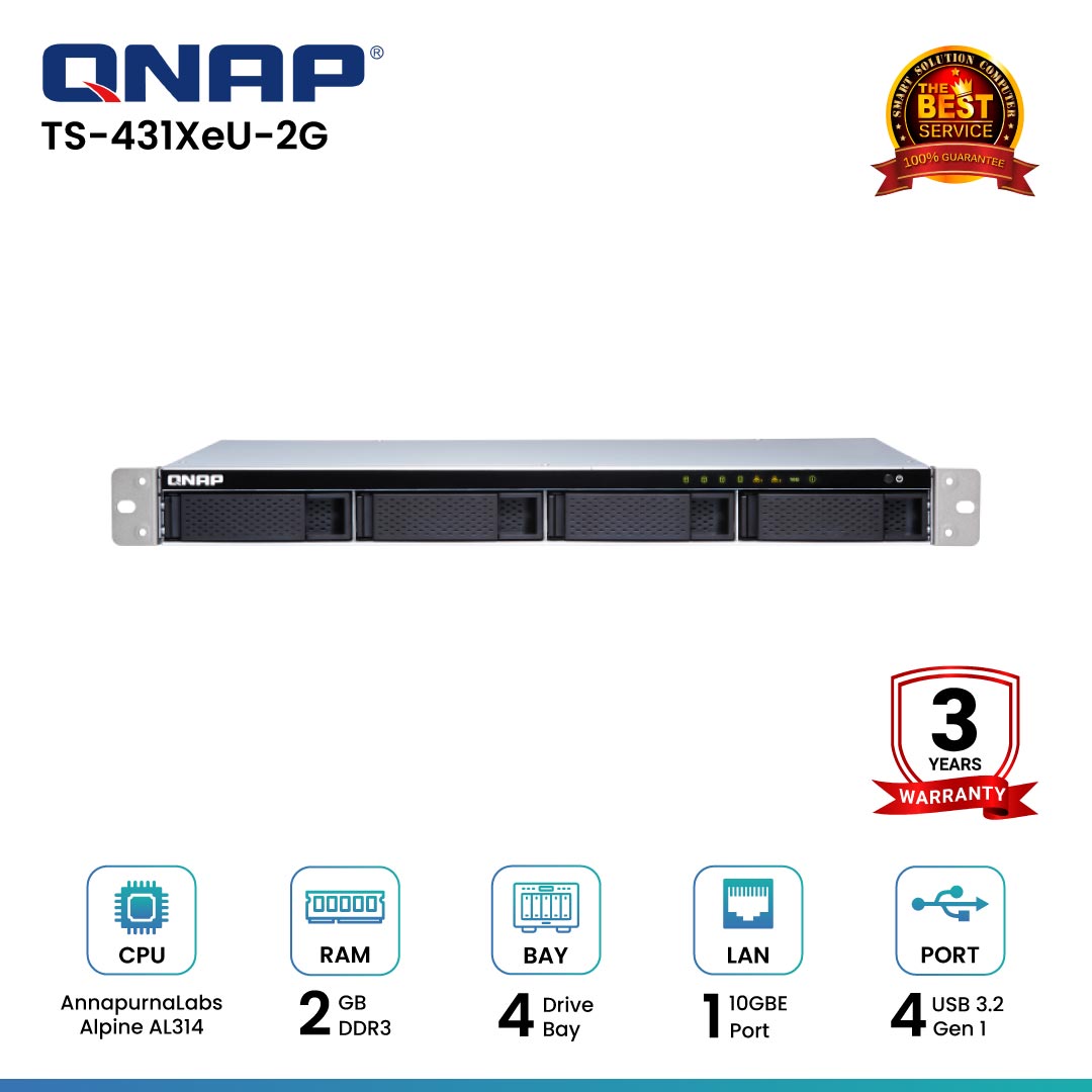 Qnap TS 431XeU 2G 4 Bay Nas อปกรณจดเกบขอมลบนเครอขาย Smart